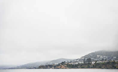 foggy hills near the ocean
