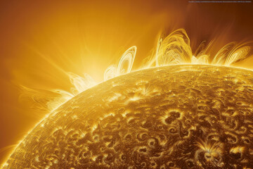 A close up of a sun with a yellowish orange color