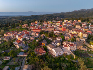 Fototapeta na wymiar Panoramic drone view of valanio village in corfu island,Greece