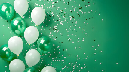 Turquoise green balloons composition background - Celebration design banner
