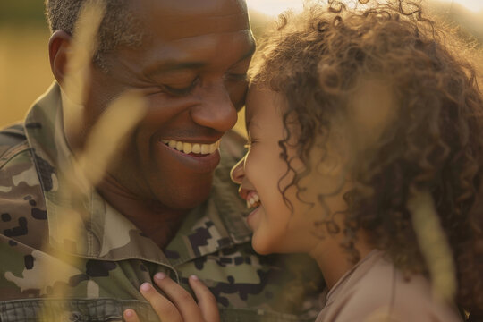 A man and a girl are hugging each other
