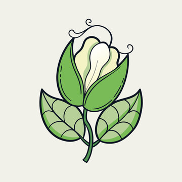 green flower blossom cartoon style clip art preview