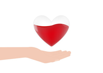 Blood Donation Concept. World Blood Donor Day. Hand Holding Red Heart. Vector Illustration. 