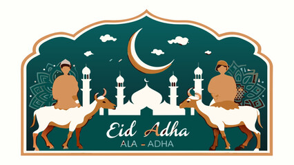 Obraz premium eid-al-adah-festival-greeting-card vector illustration
