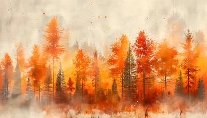 Foto op Canvas Abstract autumn landscape on a white backround © Mathias