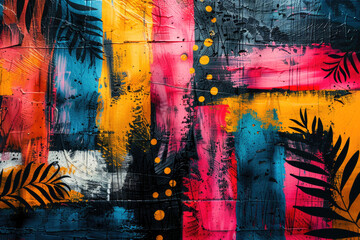 Abstract background of maximalism design trend of the year. Bright and dark colors.
