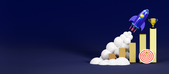 Business growth concept, show marketing graph analyzing stock market changes with achieve the target company