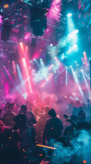 Fototapeta na wymiar DJ Spinning Bollywood Hits at Vibrant Night Club Party 