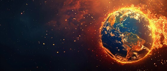 A graphic representation of Earth ablaze