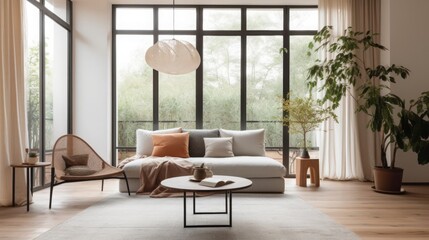 A Japandi style living room combines elements of Japanese minimalism with Scandinavian design principles, resulting in a harmonious and serene space. 