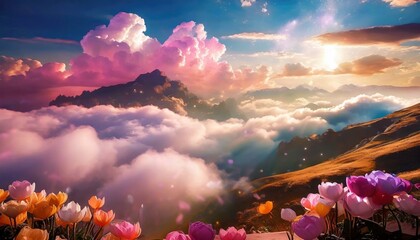 Obraz na płótnie Canvas Spectacular Skies: Bright Cloud Symphony