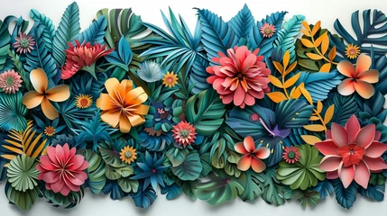 Foto op Canvas Bring the enchanting world of botany to life in a unique way Design an intricate die-cut image of a botanical garden with diverse plants and flowers intertwined Let the design © Pornarun