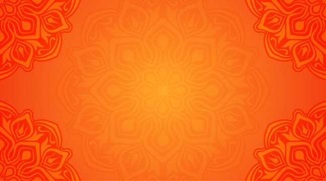 red and yellow background with mandala decoration