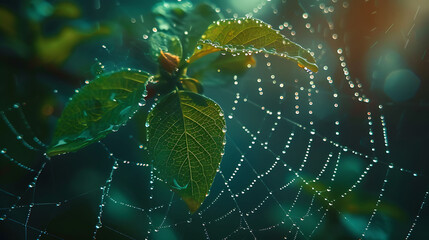 Raindrops on a spider's web