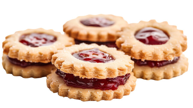 Flavorful Linzer Cookies on transparent background.