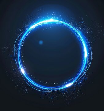 Abstract glowing blue circle frame with light effect on black background vector illustration design, in the dynamic lighting style of illustration, vector, adobe illustrator, stock photo