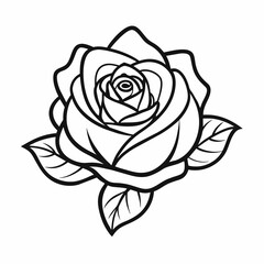 Rose flower thin line sketch icon or logo or tattoo design  line art