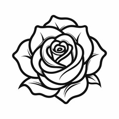 Rose flower thin line sketch icon or logo or tattoo design  line art