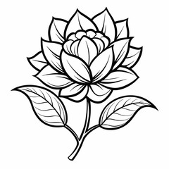 vector coloring page with flower, line art 