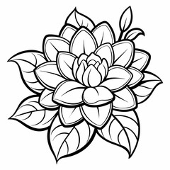 vector coloring page with flower, line art 