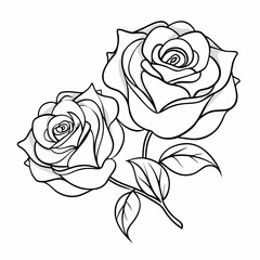 Two roses in continuous line art stock