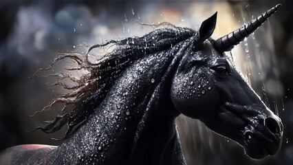 black male unicorn in rain