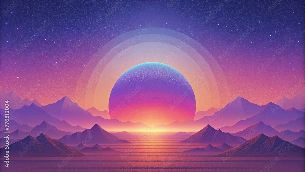 Poster a virtual realm brought to life featuring a minimalist digital horizon set against a mesmerizing gra