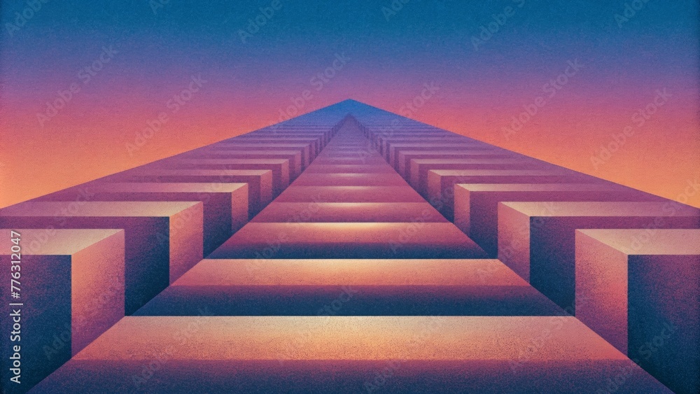 Poster A series of identical squares recede into the distance each one fading into the next like a mirrored image.