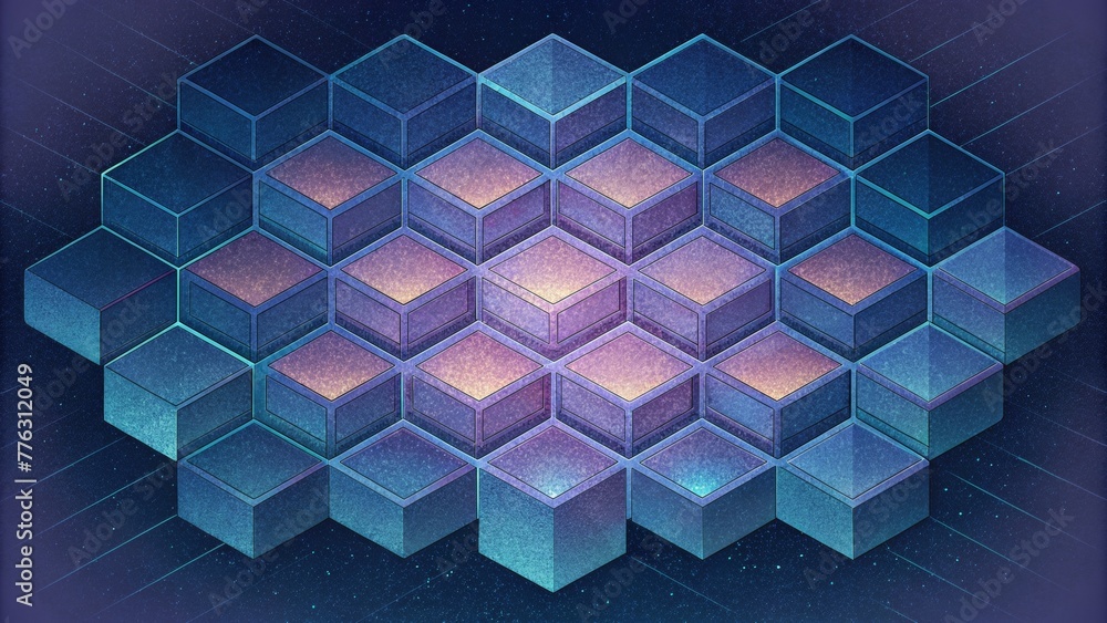 Poster A grid of fading hexagons creates an optical illusion as if the shapes are constantly shifting and changing.