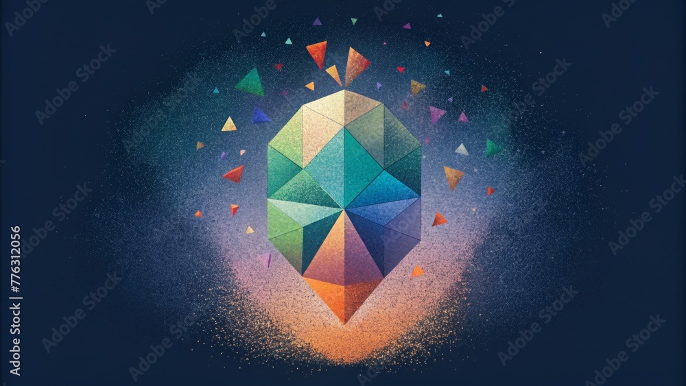 Poster A fading mosaic of colors and shapes creates a sense of fleeting memories as if each shape is a fading echo of the past.