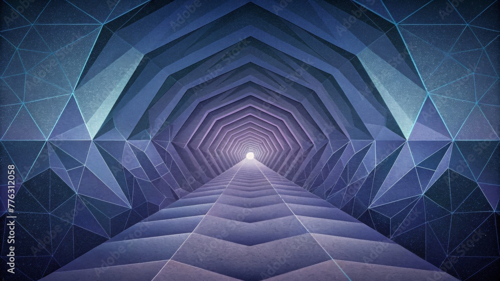 Poster A tunnel of fading polygons creates an illusion of depth as if the shapes are disappearing into a vanishing point.