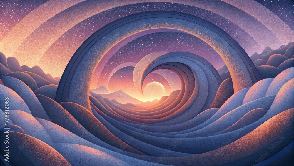 Aufkleber A symphony of fading curves and arcs dance together creating a mesmerizing display of repetitive movement.