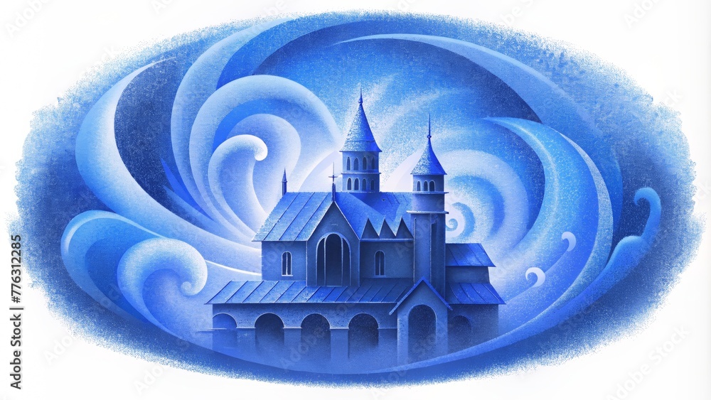 Poster A blueprint blueprint its intricate details blurred into a whirlwind of abstraction.