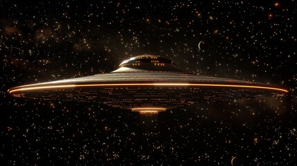 Alien Ship Flying Through the Night Sky