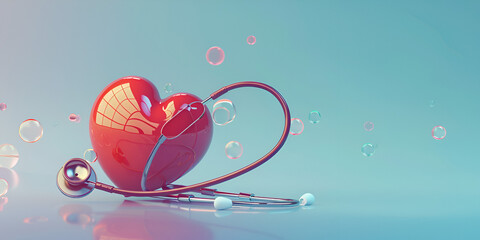 A heart with a stethoscope and a red heart on it
