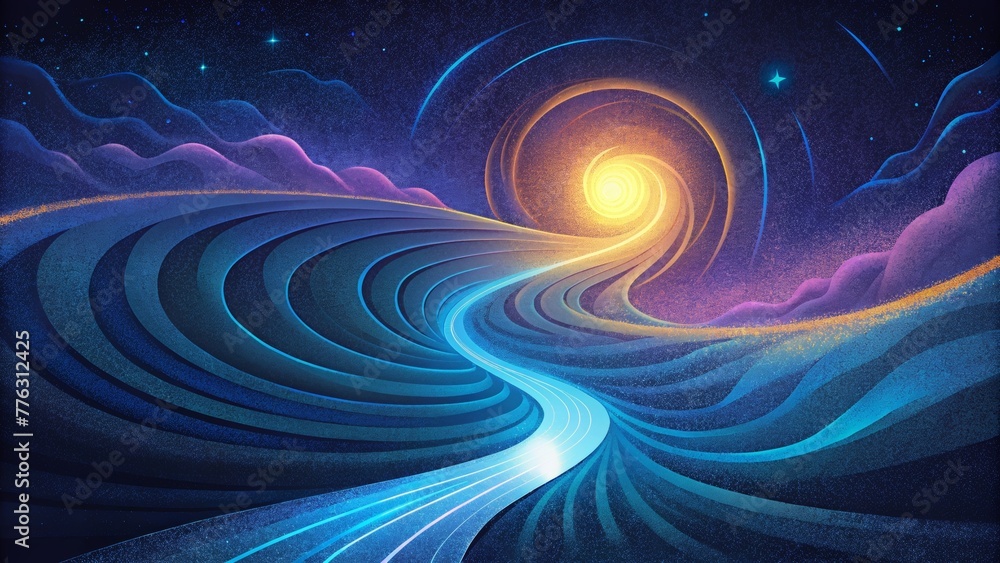 Aufkleber a whirlwind of motion with streaks of neon lights tracing the path.