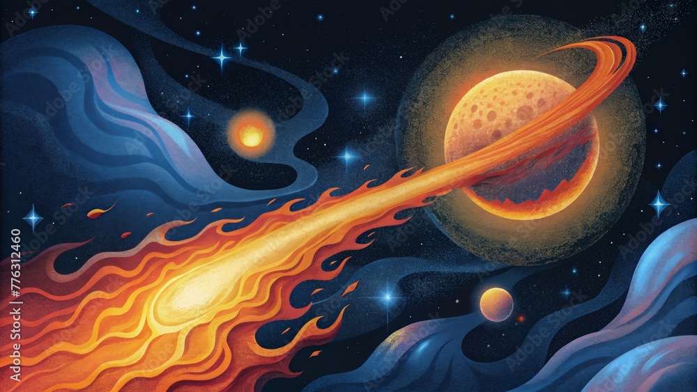 Poster A stream of fire blazing across the cosmos with unstoppable force.