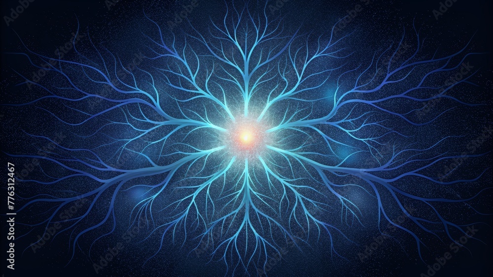 Aufkleber veins of light glowing and pulsing with energy resembling a glowing map of circuitry.