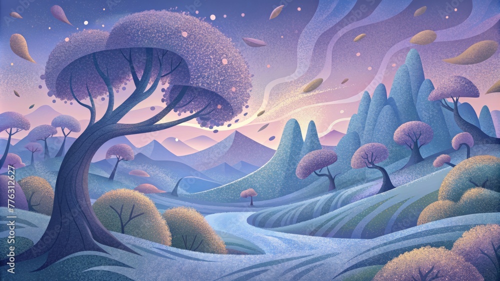 Aufkleber a place of ethereal beauty where trees sway in the wind like dancers and the air is heavy with encha