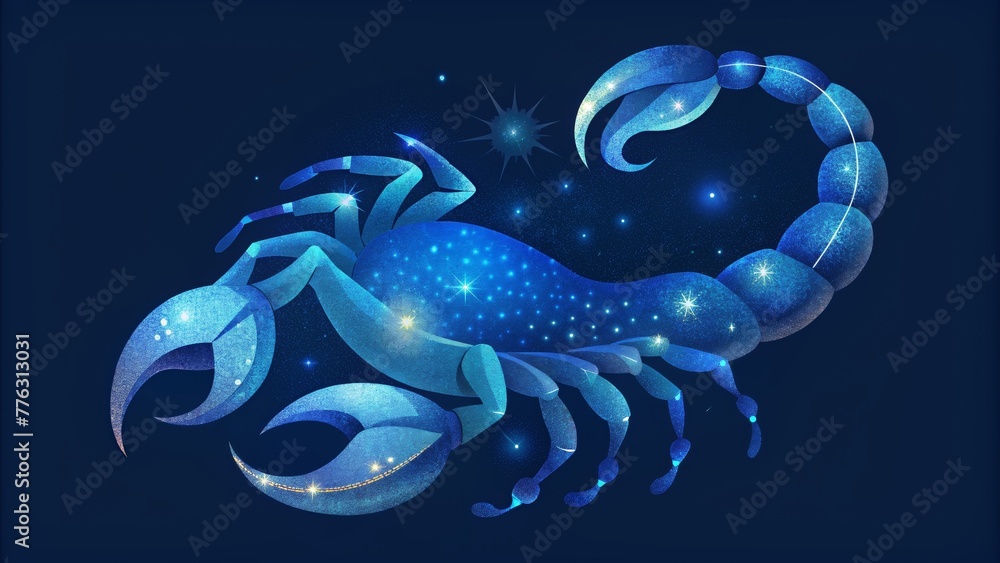 Aufkleber Scorpio the Scorpion is made up of gleaming ayst and sapphire stars creating a striking and otherworldly silhouette.