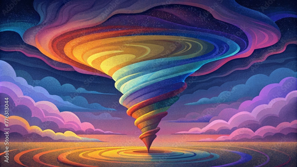 Poster A tornado of technicolor with pixels spinning and swirling in a hypnotizing storm.