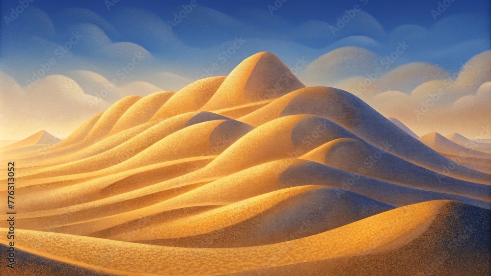 Poster mounds of soft undulating sand created by the tireless caress of the evermoving wind.