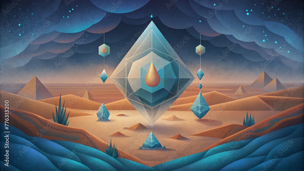 Poster A geometric pattern of dewdrops magnified and distorted creating a dreamlike and otherworldly landscape.