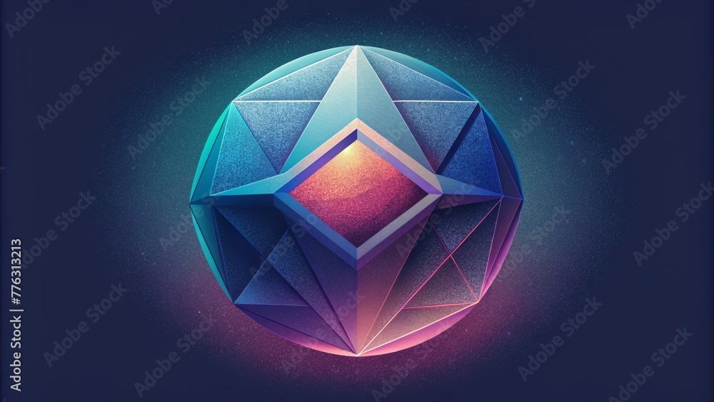 Poster A threedimensional prismatic orb with sharp geometric angles resembling a futuristic moon station.