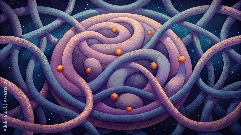 Fototapete A tangled maze with strands of varying thickness creating a confusing yet mesmerizing network.