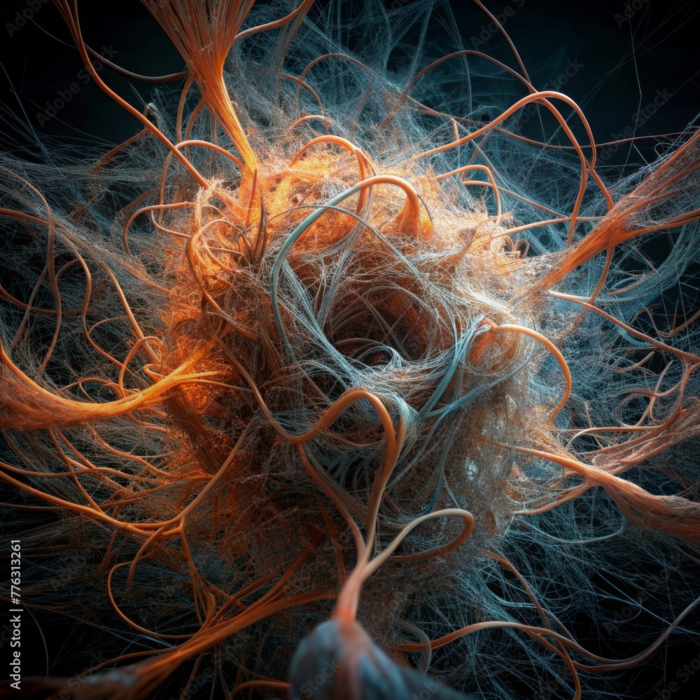 Aufkleber A dizzying array of tangled fibers creating a beautifully chaotic depiction of a tangled web.