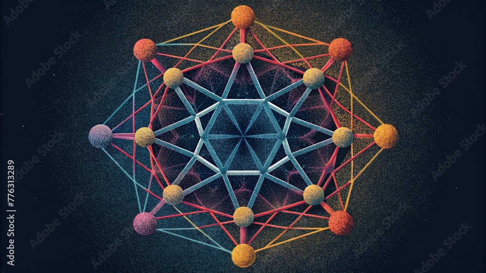 Poster A jumble of intersecting strings creating a complex and intricate web of colors and shapes.