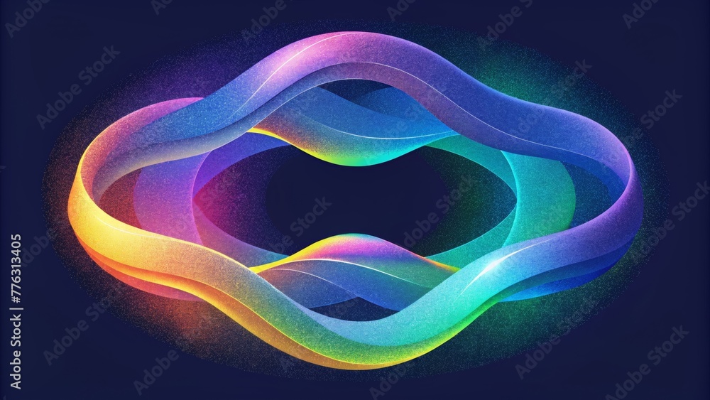 Poster Vibrant ribbons of holographic energy pulse and radiate outward creating a dynamic and everchanging display of iridescent waves.