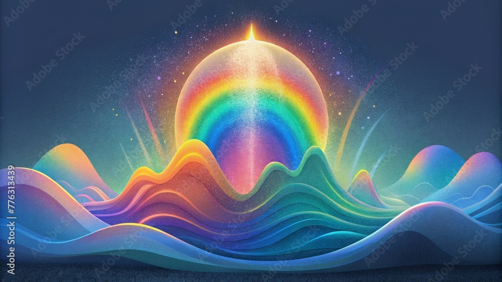 Poster A rainbow explosion frozen in motion the holographic waves seem to come alive with each flicker of light and shift of perspective.