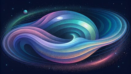 The holographic waves seem to defy gravity as they twist and turn creating a sense of magical and weightless movement.